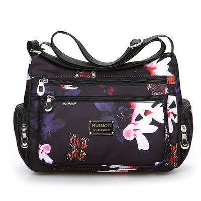 Women's Crossbody Bag Crossbody Bag Nylon Outdoor Daily Going out Print Waterproof Floral Print Flower Black Grey Black White