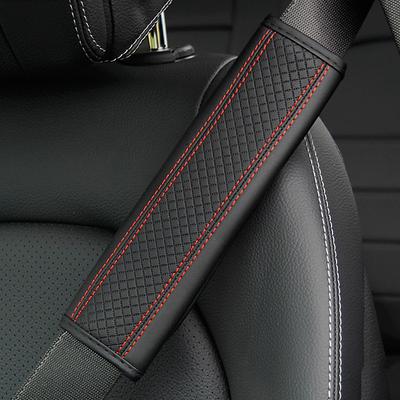 2PCs Fiber Leather Embossed Car Seat Belt Shoulder Protector Protective Cover Safety Belt