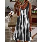 Women's Midi Dress Casual Dress Strap Dress Mini Dress Petite Dress Sundress Stylish Basic Sexy Vacation Daily Holiday Regular Fit Striped Sleeveless V Neck Black Wine Blue Green Summer Spring