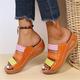 Women's Sandals Wedge Sandals Platform Sandals Plus Size Outdoor Daily Beach Color Block Summer Platform Wedge Heel Open Toe Casual Minimalism Faux Leather Loafer White Blue Brown