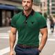 Men's Polo Shirt Button Up Polos Casual Sports Lapel Short Sleeve Fashion Basic Color Block Cow Patchwork Embroidered Summer Regular Fit Red Blue Green Polo Shirt
