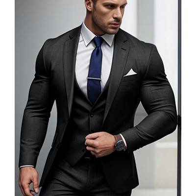 Men's Wedding Homecoming Suits Black Pink Business Casual Daily Solid Colored Tailored Fit 3 Piece Single Breasted Two-buttons