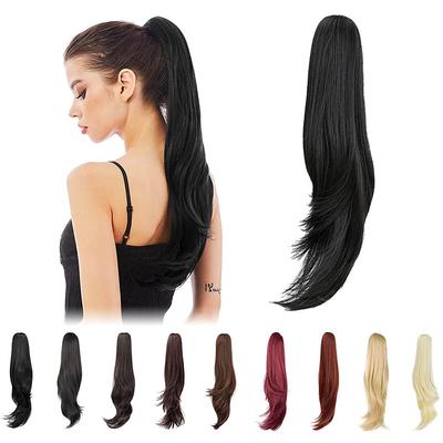Ponytail ExtensionsHair Extension Ponytail 22 Long Claw Hair Extension Synthetic Wavy Straight Hairpieces Ponytail Clip in Ponytail Wig Daily Fluffy Pony Tail for Women4.8 OZ Brown