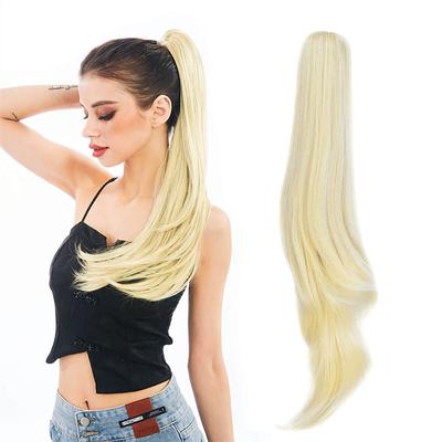Ponytail ExtensionsHair Extension Ponytail 22 Long Claw Hair Extension Synthetic Wavy Straight Hairpieces Ponytail Clip in Ponytail Wig Daily Fluffy Pony Tail for Women4.8 OZ Brown