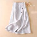 Women's Skirt A Line Midi High Waist Skirts Pocket Solid Colored Casual Daily Weekend Summer Cotton Linen Linen Basic Casual Apricot Black Navy Blue Green