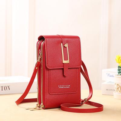 Touch Screen Mobile Phone Bag, Mini Flap Crossbody Bag, Fashion Faux Leather Purse, Vertical Wallet With Card Slots