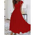 Women's Maxi long Dress White Dress Casual Dress Chiffon Dress Pure Color Casual Mature Outdoor Daily Date Ruched Short Sleeve V Neck Dress Regular Fit White Pink Red Summer Spring M L XL XXL 3XL