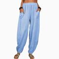 Women's Cotton And Linen Lounge Pants Solid Color Loose Casual Pants Home Street Daily Harem Trousers