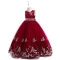 Kids Girls' Dress Butterfly Sleeveless Performance Wedding Party Princess Sweet Cotton Asymmetrical Pink Princess Dress A Line Dress Flower Girl's Dress Summer Spring 3-12 Years Wine Red Pink Dusty