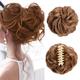 Claw Clip Hair Piece 100% Real Human Hair Buns Wavy Curly Chignon Hair Bun Extensions Tousled Updo Hair Buns Claw Ponytail Hairpieces Hair Scrunchie with Clip for Women