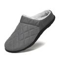 Men Home Slipper Fully Fur Lined Waterproof Anti-Slip Winter Outdoor Slip On House Slippers Grey