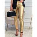 Women's Slim Pants Trousers Cotton Solid Color Full Length Micro-elastic Mid Waist Fashion Streetwear Party Street Silver Yellow S M Fall Winter