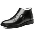 Men's Boots Dress Shoes Winter Boots Fleece lined Walking Vintage Casual Outdoor Daily Leather Warm Height Increasing Comfortable Loafer Black Brown Fall Winter