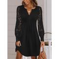 Women's White Dress Lace Dress Casual Dress Mini Dress Contrast Lace Lace Daily Holiday Date Fashion Modern Crew Neck Long Sleeve 2023 Regular Fit Black White Color S M L XL XXL Size