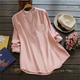 Shirt Blouse Women's White Pink Dark Blue Solid Color Button Pocket Daily Daily Basic V Neck Regular Fit M / M