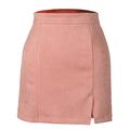 Women's Skirt Bodycon Mini High Waist Skirts Split Ends Solid Colored Street Daily Winter Suede Fashion Sexy Wine Black Pink Brown