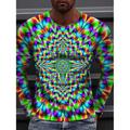 Men's T shirt Tee Optical Illusion Graphic Prints Spiral Stripe Crew Neck Green Black Blue Purple Pink 3D Print Daily Holiday Long Sleeve Print Clothing Apparel Designer Casual Big and Tall