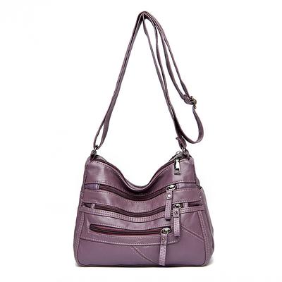 Women's Multi-Zip Faux Leather Crossbody Bag – Casual Shoulder Bag with Adjustable Strap for Everyday Use