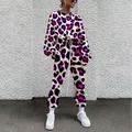 Women's T shirt Tee Tracksuit Pants Sets Leopard Vacation Casual Daily White Yellow Light Green Print Drawstring Long Sleeve Streetwear Basic Crew Neck Loose Fit Fall Winter