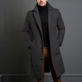 Men's Winter Coat Overcoat Long Trench Coat Outdoor Daily Wear Fall Winter Polyester Outerwear Clothing Apparel Fashion Streetwear Plain Lapel Double Breasted