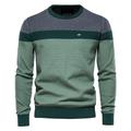 Men's Pullover Sweater Jumper Ribbed Knit Knitted Color Block Round Keep Warm Modern Contemporary Business Daily Wear Clothing Apparel Winter Fall Green Dark Navy M L XL