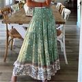 Women's A Line Swing Bohemia Maxi Skirts Print Floral Street Daily Fall Winter Polyester Vintage Ethnic Casual Boho Red Blue Purple Green