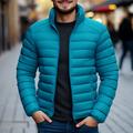 Men's Puffer Jacket Quilted Jacket Zipper Pocket Polyster Pocket Office Career Date Casual Daily Regular Keep Warm Outdoor Casual Sports Winter Plain Black Red Dark Navy Royal Blue Puffer Jacket