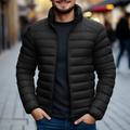 Men's Puffer Jacket Quilted Jacket Zipper Pocket Polyster Pocket Office Career Date Casual Daily Regular Keep Warm Outdoor Casual Sports Winter Plain Black Red Dark Navy Royal Blue Puffer Jacket