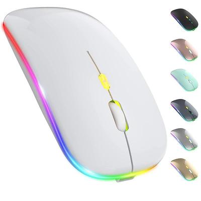 LED Wireless Mouse Slim Silent Mouse 2.4G Portable Mobile Optical Office Mouse with USB and Type-c Receiver 3 Adjustable DPI Levels for Laptop PC Notebook MacBook