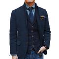 Men's Retro Vintage Tweed Blazer Herringbone Blazer Sport Coat Regular Plus Size Single Breasted Two-buttons Black Champagne Burgundy Blue 2024