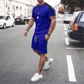 Men's T-shirt Suits Tracksuit Tennis Shirt Shorts and T Shirt Set Set Geometry Muscle Round Neck Normal Street Sports Short Sleeve Short Sleeves Patchwork 2 Piece Clothing Apparel Sports Designer