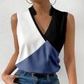 Women's Tank Top Color Block Casual Print Navy Blue Sleeveless Elegant Fashion Basic V Neck