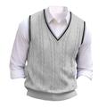 Men's Sweater Vest Pullover Sweater Jumper Knit Sweater Ribbed Cable Knit Regular Knitted Plain V Neck Keep Warm Modern Contemporary Daily Wear Going out Clothing Apparel Fall Winter White Wine M L XL