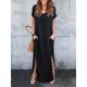 Women's Casual Dress T Shirt Dress Tee Dress Summer Dress Long Dress Maxi Dress Cotton Pocket Split Date Maxi Basic V Neck Short Sleeve Black White Pink Color