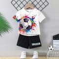 Boys 3D Graphic Letter Football T-shirt Shorts T-shirtSet Clothing Set Short Sleeve 3D prints Summer Spring Active Sports Fashion Polyester Kids 3-13 Years Outdoor Street Vacation Regular Fit