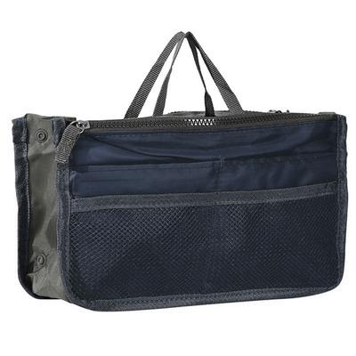 16 Color Practical Dual Handbag Purse Nylon Dual Organizer Insert Cosmetic Storage Bag Black