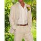 Beige Men's Linen Suits Beach Wedding 2 Piece Solid Colored Tailored Fit Single Breasted Two-buttons 2024