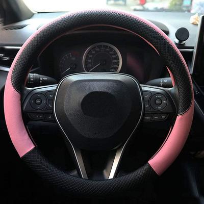 Car Steering Wheel Cover Leather Universal 15 Inch Fit Anti-Slip amp; Odor-Free