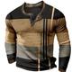 Plaid Mens 3D Shirt Casual Brown Winter Cotton Men'S Waffle Henley Tee Graphic Color Block Clothing Apparel 3D Print Outdoor Long Sleeve Fashion Designer