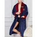 Men's Pajamas Robe Bathrobe Bath Gown Plain Stylish Casual Comfort Home Daily Bed Flannel Comfort Warm Lapel Long Sleeve Pocket Belt Included Fall Winter Wine Red