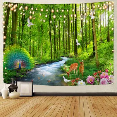 Beautiful wooden ladder waterfall scenery tapestry hanging cloth background cloth decorative cloth hanging cloth