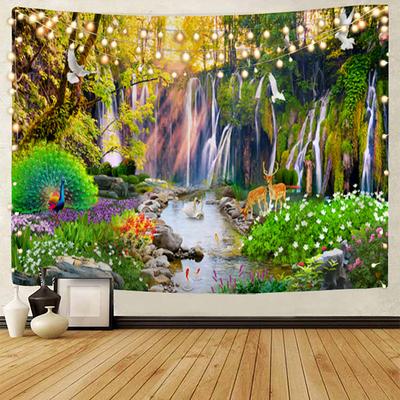 Beautiful wooden ladder waterfall scenery tapestry hanging cloth background cloth decorative cloth hanging cloth