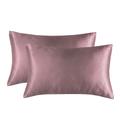 Set of 2 Pcs Silk Satin Pillowcase for Hair and Skin Slip, Pillow Cases for Standard/Queen/King Size - Satin Cooling Pillow Covers with Envelope Closure Suit