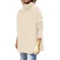 Women's Pullover Sweater Jumper Turtleneck Ribbed Knit Acrylic Patchwork Fall Winter Regular Daily Going out Weekend Stylish Casual Soft Long Sleeve Solid Color claret Olive Green Black S M L