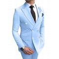 Black White Champagne Men's Wedding Suits Solid Colored 2 Piece Plus Size Standard Fit Double Breasted Six-buttons 2024