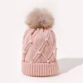 new women's wool knitted hat autumn and winter warm wool ball cap thickened wild face-lift travel hat