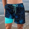 Men's Board Shorts Swim Trunks Going out Weekend Breathable Quick Dry Drawstring Elastic Waist with Pockets Color Block Short Gymnatics Casual Activewear Blue Sky Blue