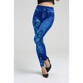Women's Jeans Skinny Bell Bottom Faux Denim Butterfly Print Ankle-Length High Elasticity High Waist Tights Casual / Sporty Casual Weekend Blue S M