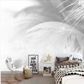 Cool Wallpapers 3D White Feather Wallpaper Wall Mural for Living Room Bedroom TV Background Canvas PVC/Vinyl Material Adhesive Required Wall Decor Home Decoratio Wall Cloth