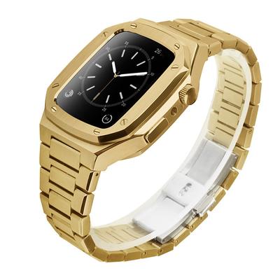 Link Bracelet Compatible with Apple Watch band 40mm 41mm 44mm 45mm with Case Men Butterfly Buckle Stainless Steel Strap Replacement Wristband for iwatch Series 9 8 7 6 5 4 SE